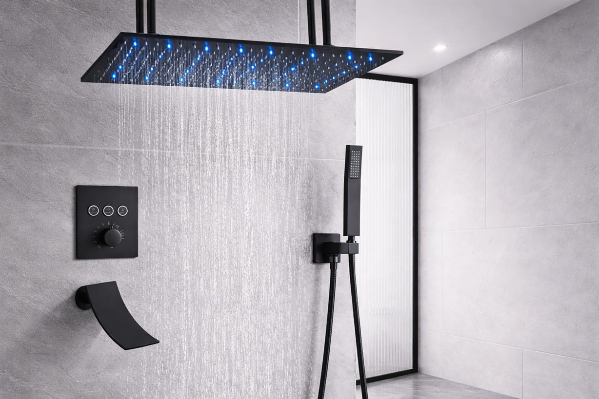 Commercial restroom matte fixtures